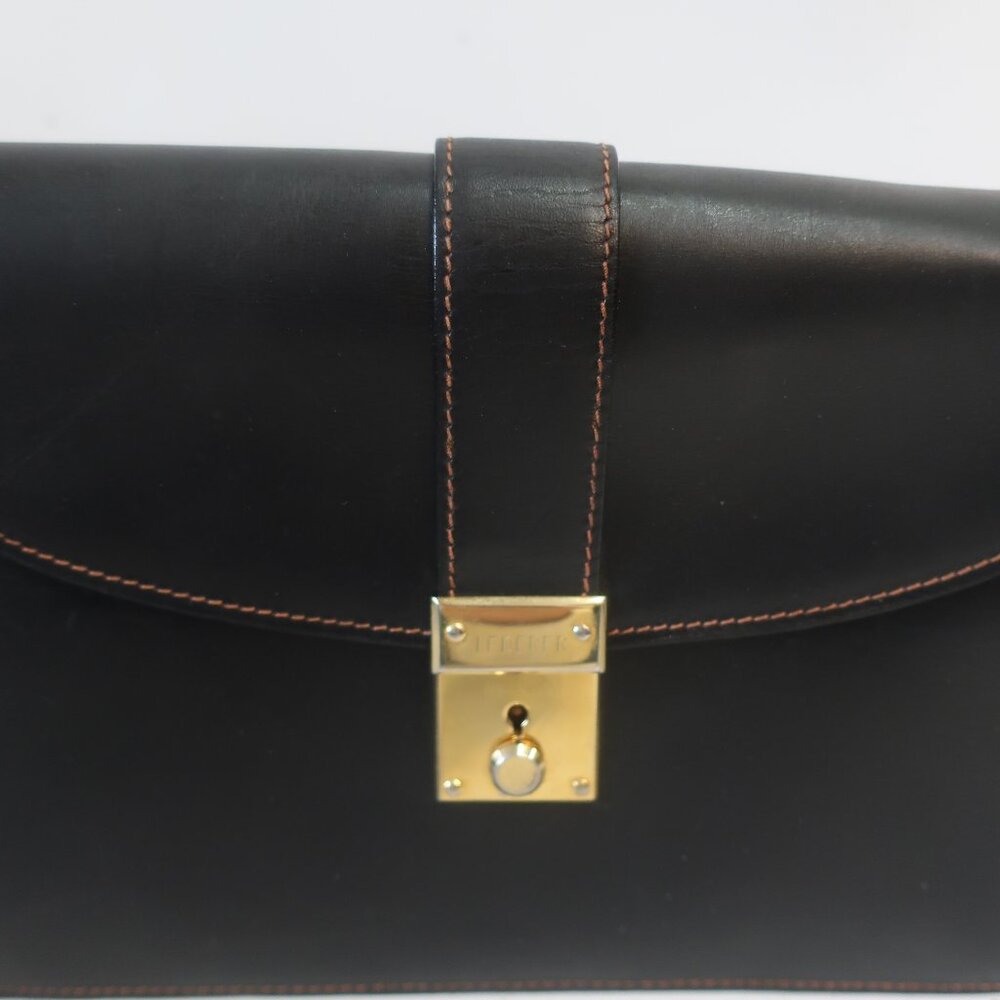 Womens Vintage Lederer Black Leather Clutch Bag - Picture 5 of 12